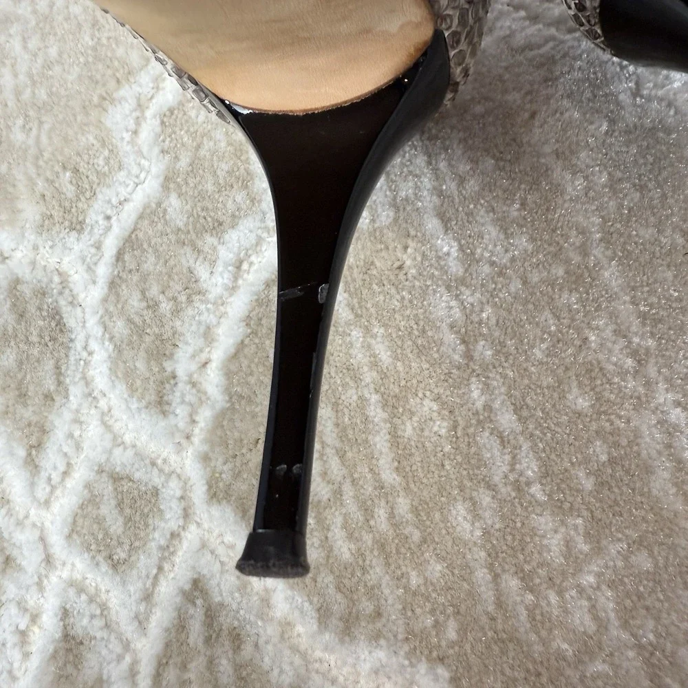Giuseppe Zanotti Snake Print Embossed Leather Peep Toe Pump Heels EU38 US8‎ Used